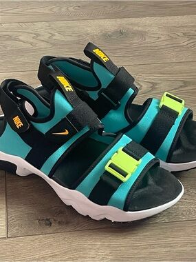 Nike Canyon Oracle Aqua Men’s 11 Blue Black Orange Sandals